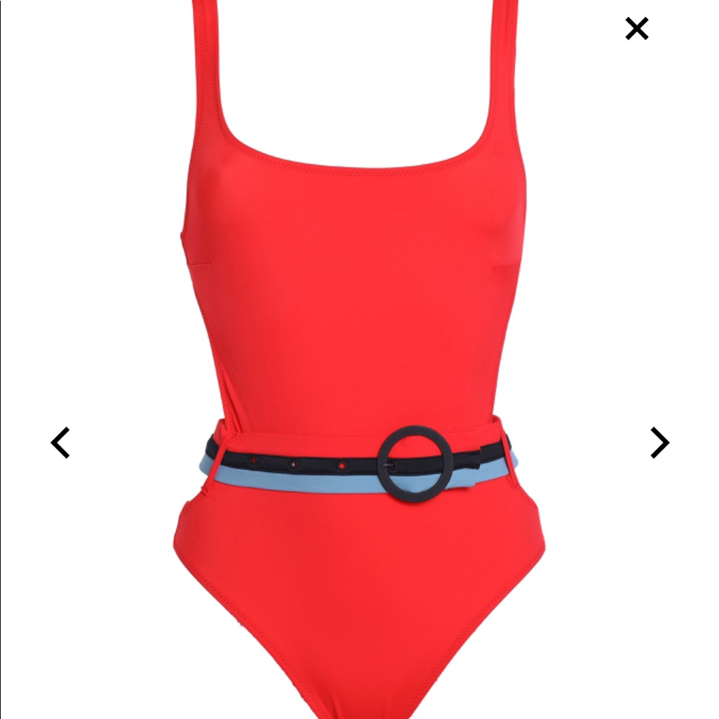Nwt Solid & Striped Belted One-Piece Swim